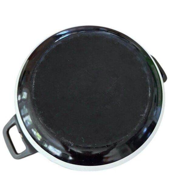 Vintage 70s Fancipans Blue And Green Bird Paisley Stock Pot With Lid Enamel Wear - Picture 8 of 8